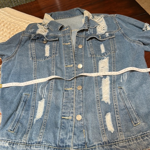 Jeans wear distressed denim jean jacket large xl - Picture 4 of 9
